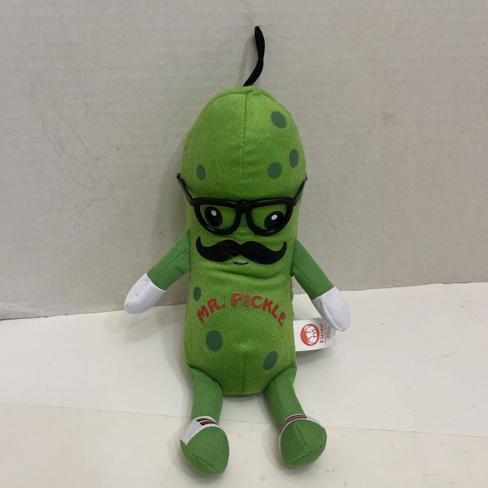 Mr. Pickle with Mustache and Glasses Plush Stuffed Animal Toy 11 inch Fiesta
